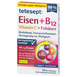 TETESEPT Eisen+B12 Vitamin C+Folsäure Filmtabl. Produktbild