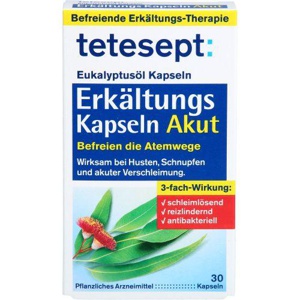 Tetesept Eukalyptusöl Erkältungs Kapseln Akut, 30 St Kapseln Produktbild