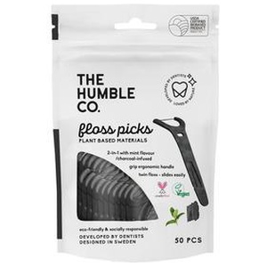 The Humble Co. Dental Floss Grip Picks, charcoal - 50 stk. produktbillede