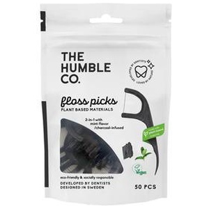 The Humble Co. Dental Floss Picks, charcoal - 50 stk. produktbillede