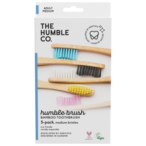 The Humble Co. Flat Curved Toothbrush Adult Medium, 5 stk. produktbilde