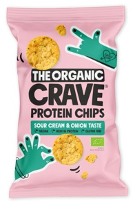 The Organic Crave Økologiske Protein Chip Sour cream og Løg 75 g produktbillede