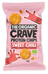 Veganske protein chips m. Sweet chili Økologiske - 75 gram produktbillede