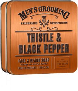 Scottish Fine Soaps Thistle & Black Pepper Face & Beard Soap in a Tin 100g produkt bild