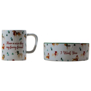 TIAKI Set aus Tasse & Napf "Funny Winter Dogs" Produktbild