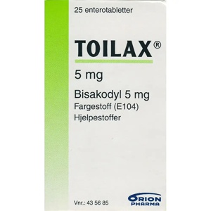 Toilax 5 mg enterotabletter 25 stk produktbilde