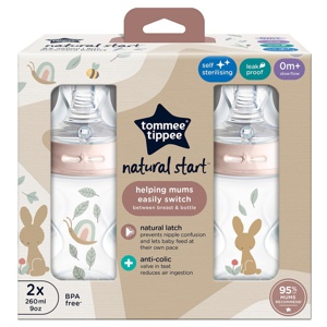 Tommee Tippee Natural Start Nappflaska Deco Rosa 2 st 260 ml produkt bild