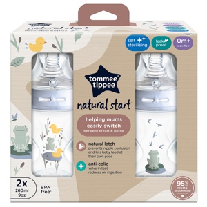Tommee Tippee Natural Start Nappflaska Deco Blå 2 st 260 ml produkt bild