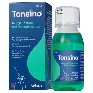 TONSINO Gurgel.b.Hals.1,5mg/ml Lsg.z.Anw.i.d.Mundh Produktbild