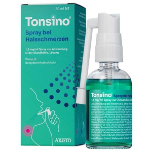 TONSINO Spray b.Hals.1,5mg/ml Spr.z.Anw.i.d.Mundhö Produktbild