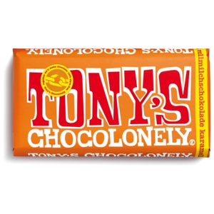 Tony's Chocolonely Milk Chocolate Caramel Sea Salt 180 g produkt bild