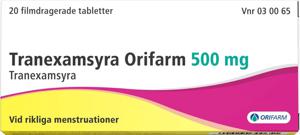 Tranexamsyra Orifarm, filmdragerad tablett 500 mg, 20 st produkt bild