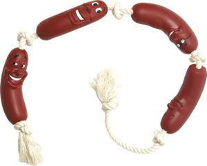 TRIXIE Sausages on a Rope Hund Snacksleksak Brun Vinyl produkt bild
