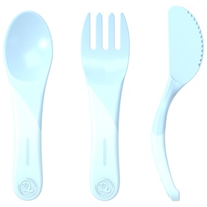 Twistshake Learn Cutlery Pastellblå 6+ mån Bestick 3 st produkt bild