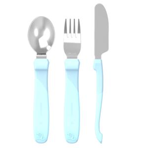 Twistshake Learn Cutlery Stainless Steel 12+m Pastel Light Blue produkt bild