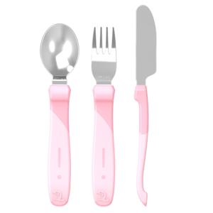 Twistshake Learn Cutlery Stainless Steel 12+m Pastel Light Pink produkt bild