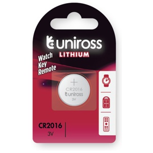 Uniross U1CR2016 Engångsbatteri CR2016 Litium 3 V 1 styck Silver produkt bild