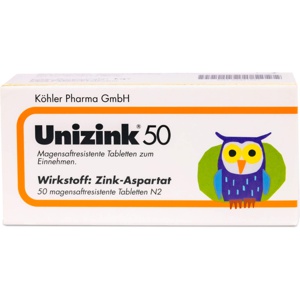 UNIZINK 50 magensaftresistente Tabletten Produktbild