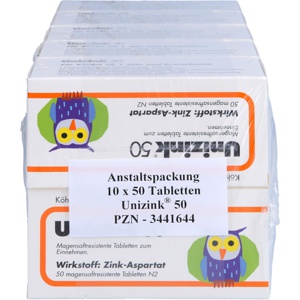 UNIZINK 50 magensaftresistente Tabletten Produktbild