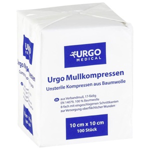 Urgo Mullkompressen 10x10 cm unsteril, 100 St Kompressen Produktbild