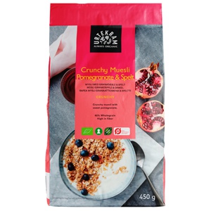 Crunchy Mysli granatæble & spelt Økologisk - 450 gram produktbillede