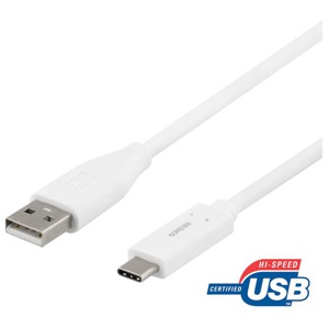 USB-A till USB-C Kabel 1 m 3A USB 2.0 Vit produkt bild