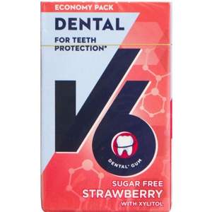 V6 Dental Care Strawberry - 50 stk. produktbillede