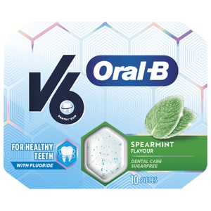 V6 Oral-B tyggegummi peppermint 17 g produktbilde