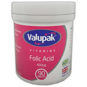 Valupak Folic Acid Tablets 400mcg Pack of 90 product image