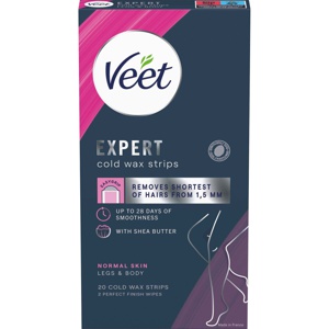 Veet Expert Cold Wax Strips Legs & Body Normal Skin 20stk produktbilde