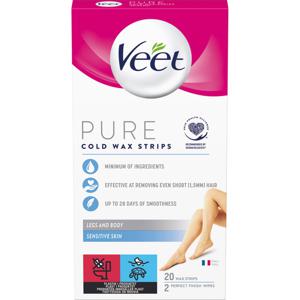 Veet Pure Wax Strips Legs & Body Sensitive Skin 20 st produkt bild