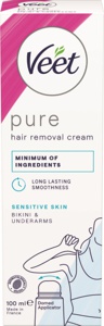 Veet Pure Hair Removal Cream Sensitive Skin Bikini & Underarms 100 ml produktbilde