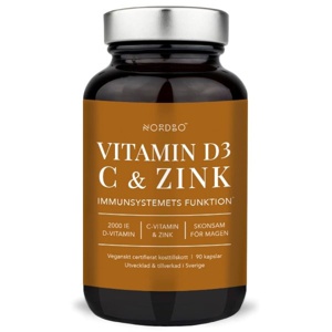 Nordbo Vegan D3 C-vitamin & Zink 90 kapsler produktbillede
