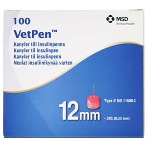 VetPen kanyle til insulinpenn dyr 12mm 100 stk produktbilde