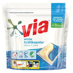 Via White Tvättkapslar Clean + Care 14 st produkt bild