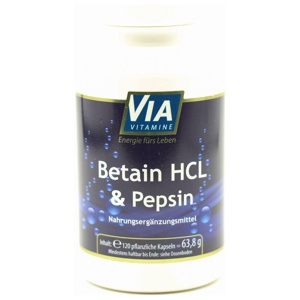 VIAVITAMINE Betain HCL & Pepsin Kapseln Produktbild