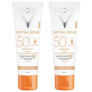 Vichy Idéal Soleil Anti Pigmentflecken Creme LSF 50+, 2x50 ml Creme Produktbild