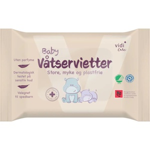 Vidi Care baby våtservietter plastfrie 60 stk produktbilde