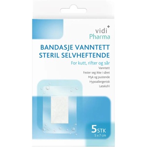 Vidi Pharma bandasje vanntett steril selvheftende 5x7 cm 5 stk produktbilde