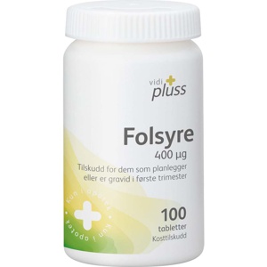 Vidi pluss folsyre 400mcg 100 tabletter produktbilde