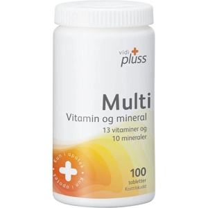 Vidi pluss multi vitamin- og mineral 100 tabletter produktbilde