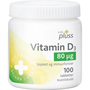 Vidi pluss vitamin D 80mcg 100 tabletter produktbilde