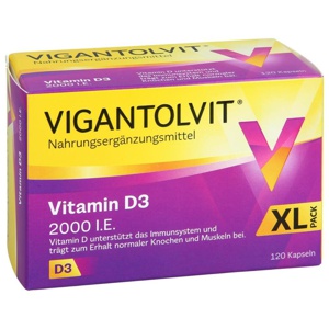 Vitamin D3 VIGANTOLVIT 2000 I.E. Vitamin D3 Weichkapseln Produktbild