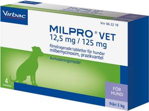 Milpro vet, filmdragerad tablett 12,5 mg/125 mg, 4 st produkt bild
