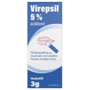 Virepsil hudstift 5% 3 g produktbilde