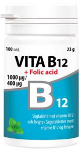 Vita B12 + Folsyra 1000 ug/400 ug 100 tabletter produkt bild