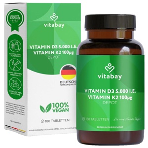 vitabay VITAMIN D3 + VITAMIN K2 180 St Tabletten Produktbild