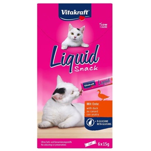 Vitakraft Cat Liquid-Snack Anka & betaglukan - 6 x 15 g produkt bild