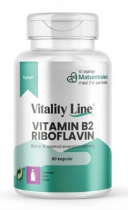 Vitality Line B2 Riboflavin 100 mg 90 kapsler   Energi og hudhelse produktbilde