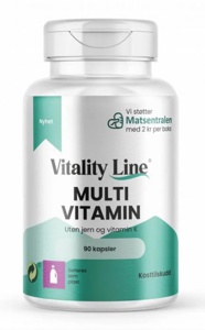 Vitality Line Multivitamin uten jern og vitamin-K   90 kapsler   Vegansk kosttilskudd produktbilde